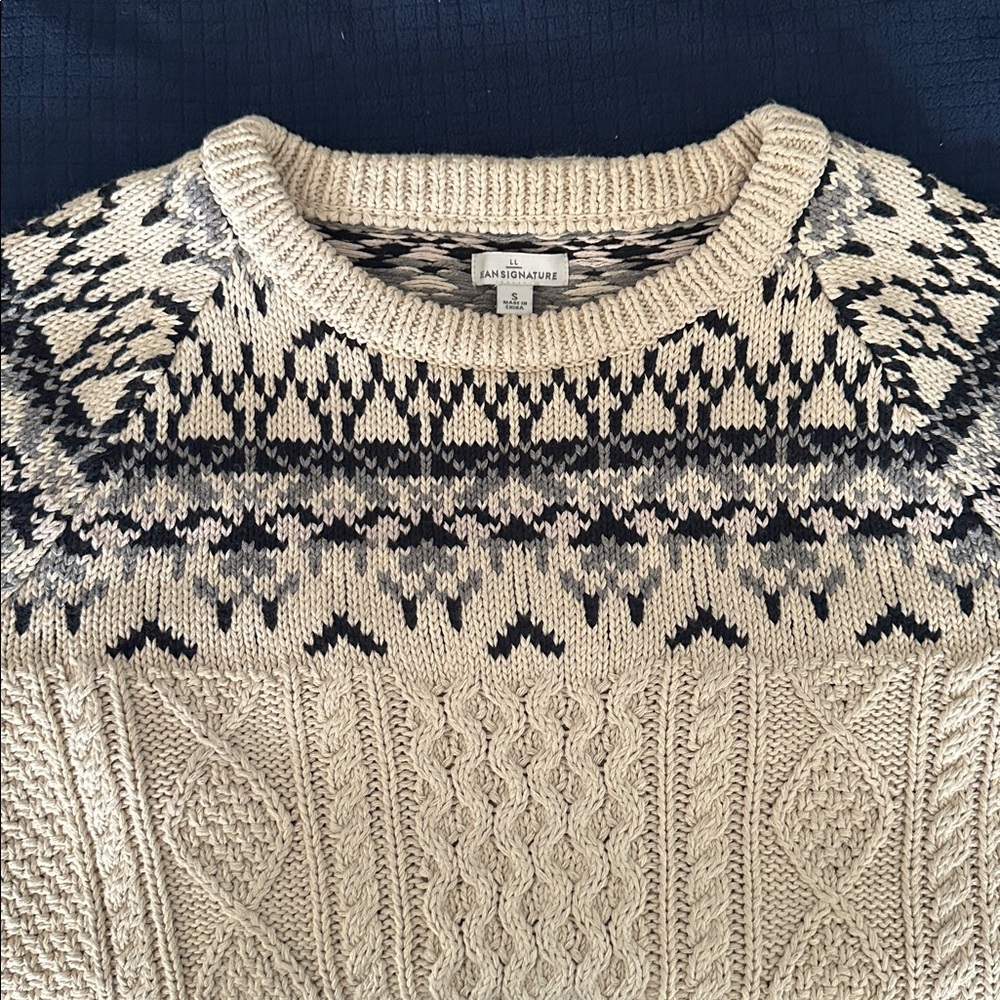 Women's Signature Cotton Fisherman Tunic Sweater, Fair Isle - Picture 4 of 9